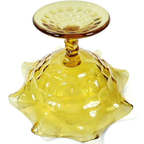 Viking Georgian Honeycomb 6.5" Crimped Amber Bowl - Picture 5 of 7